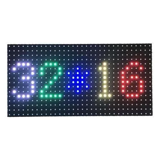 P10 LED display board showing coloured text