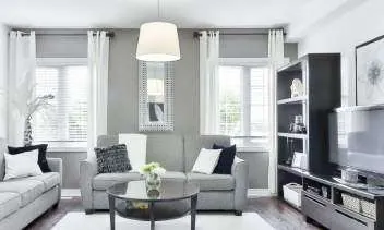 Living room lit with LED panel lights